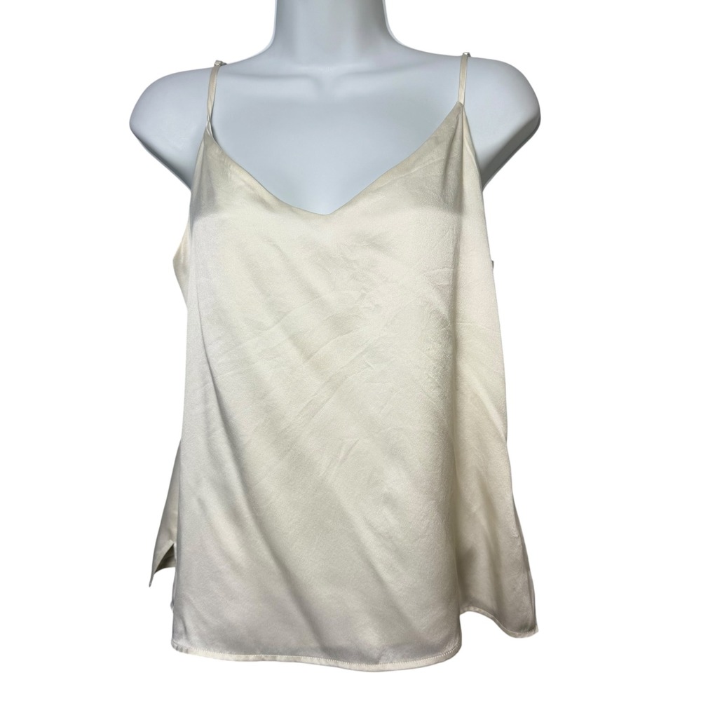 L'AGENCE Jane Silk Camisole Cream Ivory V-Neck Adjustable Straps Size S